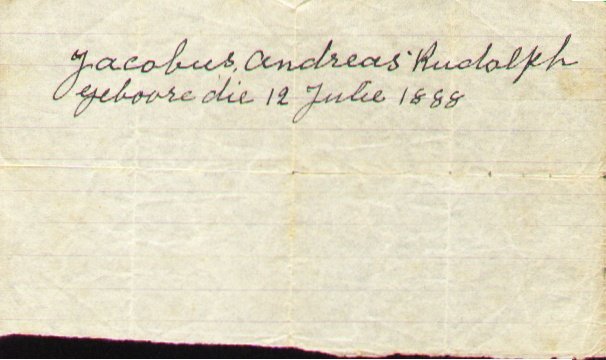 Jacobus Andreas Rudolph birth date 2